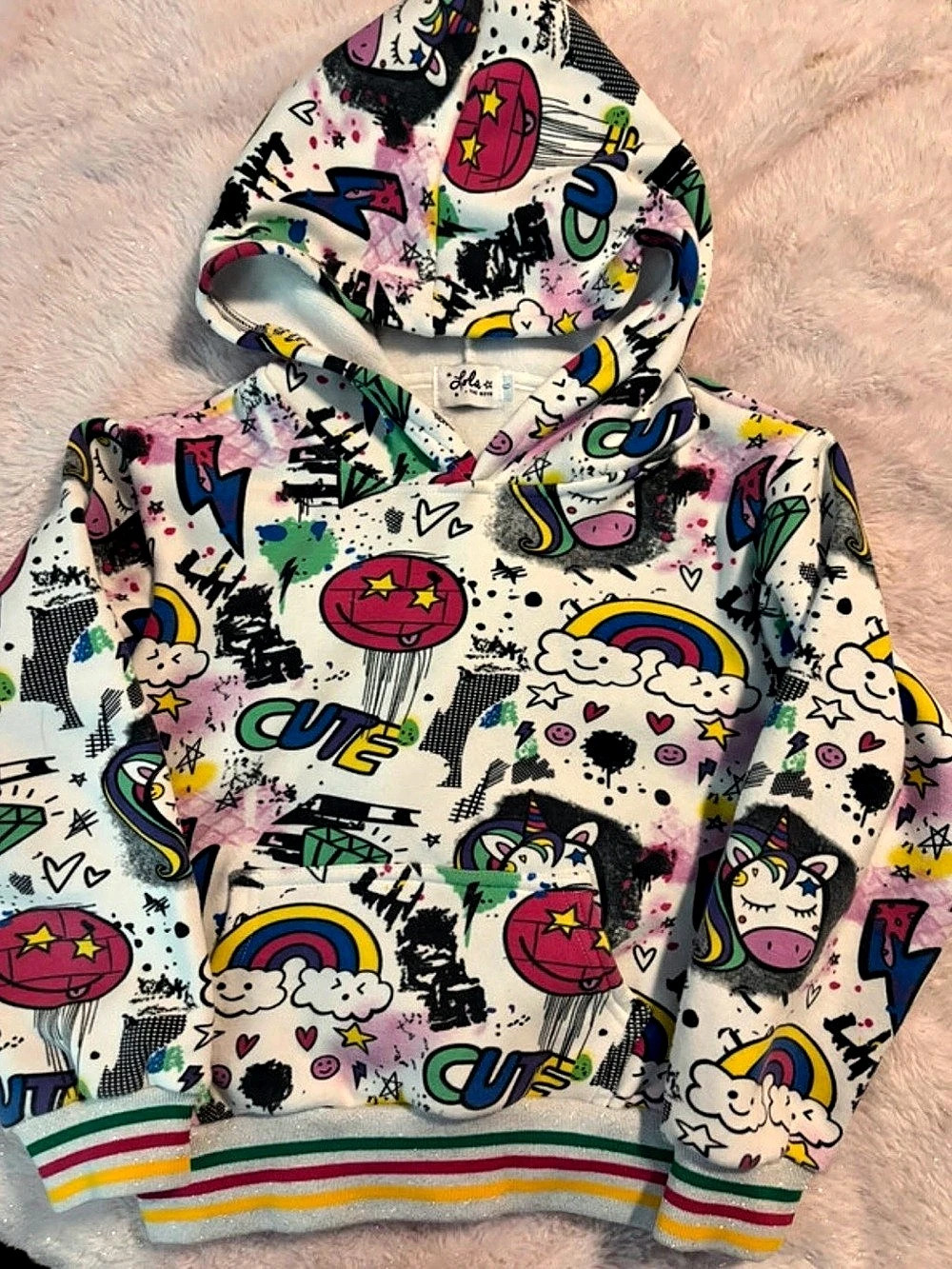 Size 6 Lola & the Boys Kids Graphic Print Hoodie